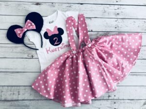 Pink and White Polka Dot Minnie Mouse Birthday Set with Alice Band