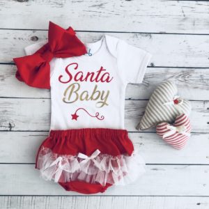 Santa Baby Tulle Bloomer Set with Red Headband