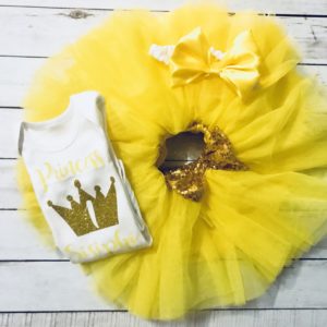 Glitter Gold and Yellow Princess Tutu Set