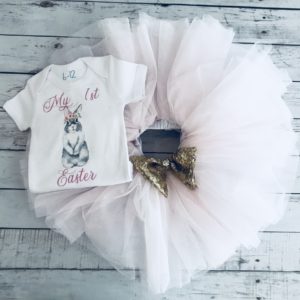 Girls ‘My First Easter’ Water Colour Bunny Tutu Set - Only Standard Pink Available