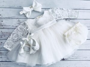 Casey's White Sapphire Long Sleeve 4 Piece Dress Set