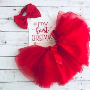 My First Christmas Arrow Design Tutu Set with Red Headband