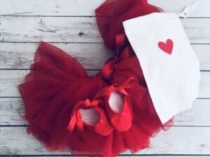 Red Tutu with Duchess Satin Ballet Inspired Shoes with a Keepsake Bag