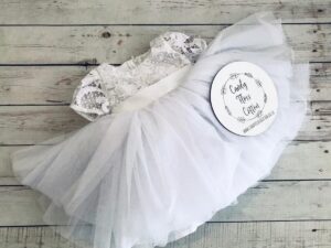 Short Sleeve Lace and Tulle Dress with Large Satin Bow