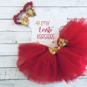My Eerste Kersfees Arrow Design Gold Sequins Tutu Set