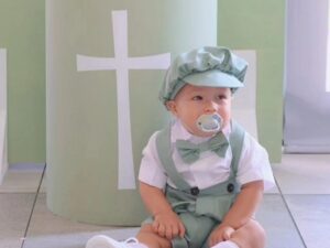 Boys Formal Christening/Dedication/Baptism Set with News Boy Cap - 4 Piece Set